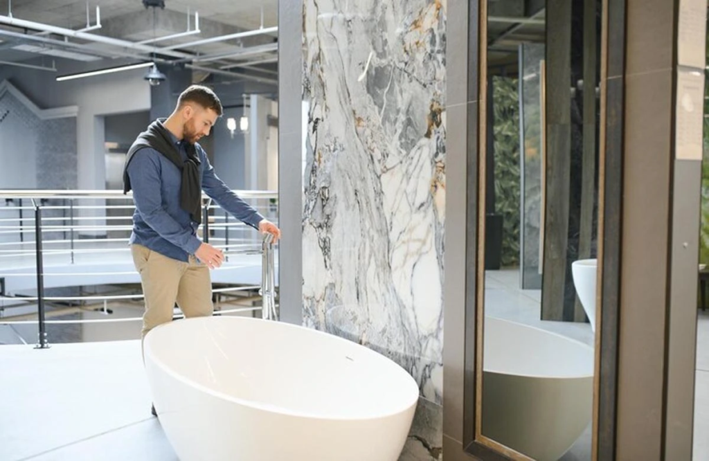 This luxurious bathroom remodel in Austin, TX, combines high-end materials like marble with elegant fixtures, creating a spa-like atmosphere.