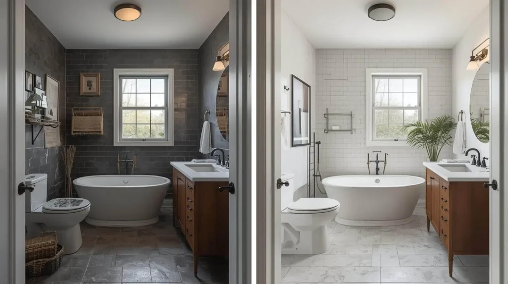 90s Small Bathroom Remodel Before and After in Austin TX