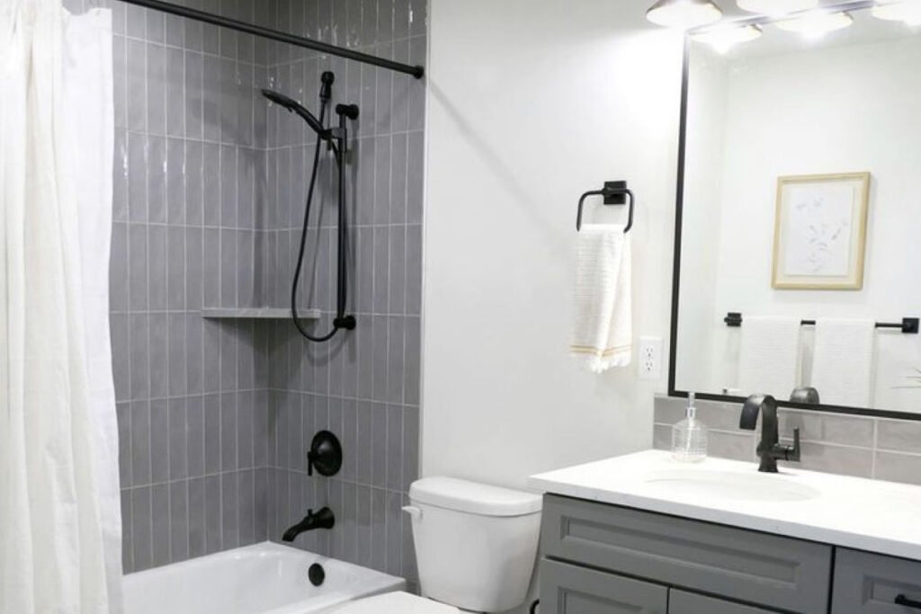 White & Gray Bathroom Remodel Ideas with Modern Showers