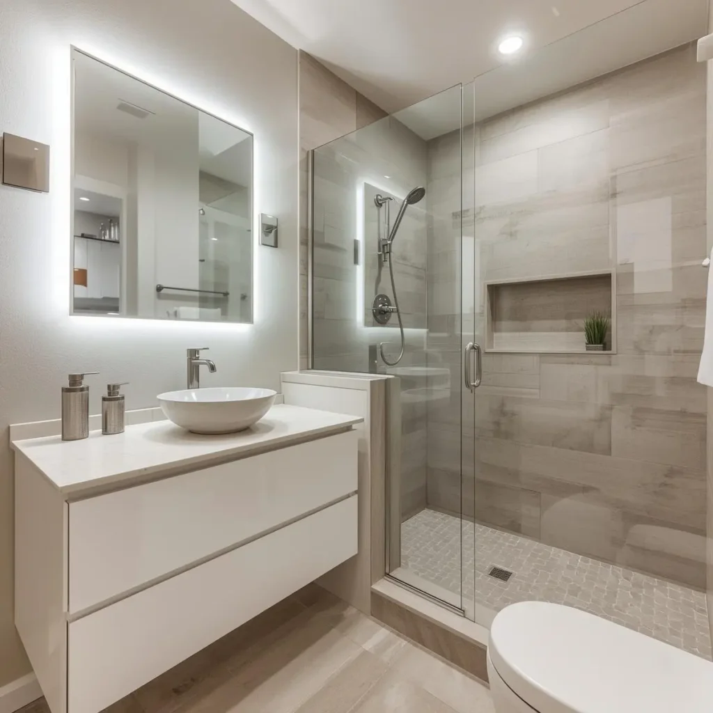 Texas home improvement hacks — bathroom remodeling Austin TX with modern vanity and glass shower